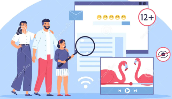 parents and child reviewing safe internet practices