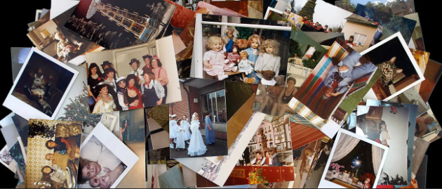 Image of a collect of old photographs spread about.